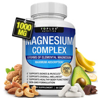 Magnesium Complex Supplement 8 Elemental Magnesium 1000mg - Magnesium Glycinate, Citrate, Malate, Taurate, Chelated for Easy Abs